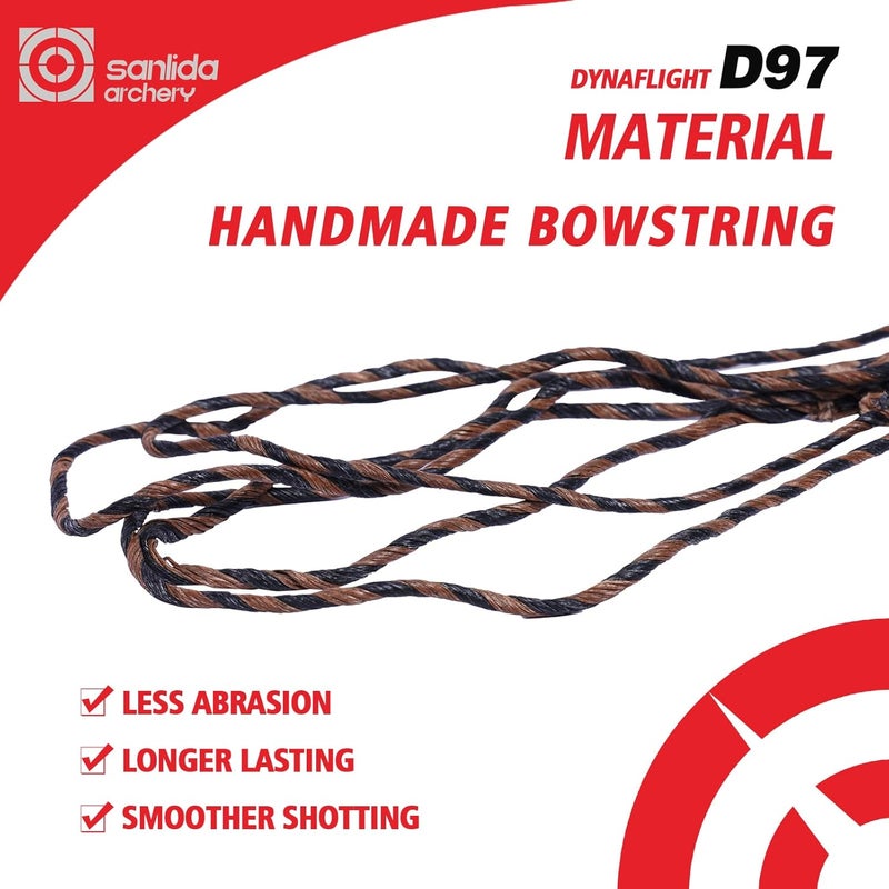 sanlida Archery 2PCS Dynaflight BCY D97 Handmade Flemish Twist Bow String 16 Strands Replacement for Traditional Longbow Recurve Bow One-Piece Bow, AMO Length 68" and 60" - Image 4